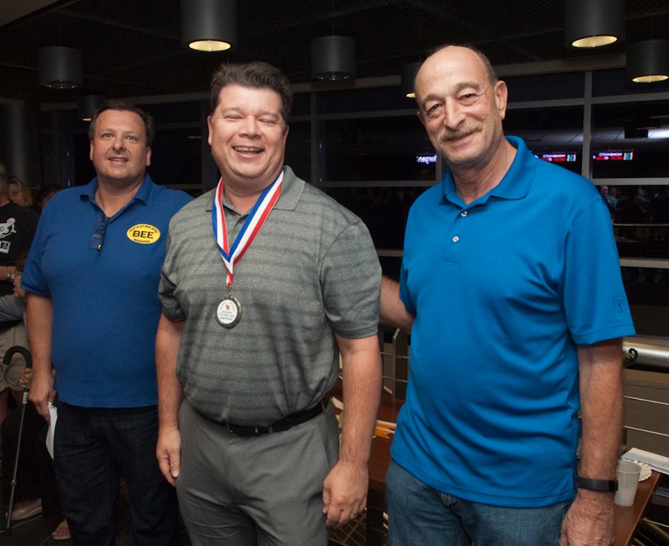 "Lisa" Johnson took 2nd Place for her label with with President Frank Mortimer, and VP Richard Schluger